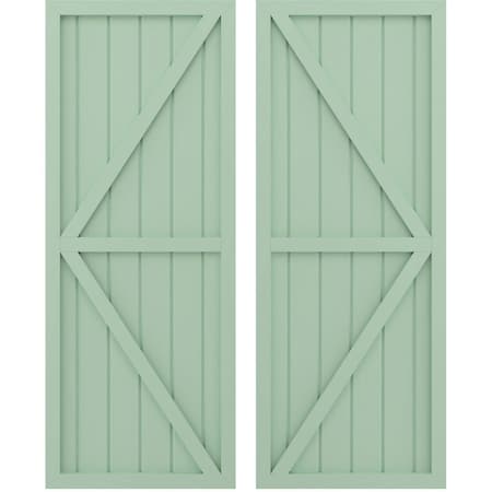 Americraft 6-Board Wood 2 Equal Panel Frmd Board-n-Batten Shutters W/ Dubl Z-Bar, ARW102BF621X34SGH